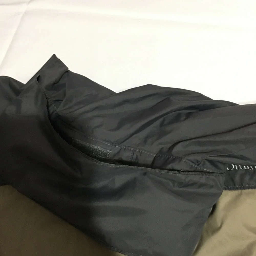 Columbia Windbreaker Mens Small Green Gray Colorblock Full Zip Packable Hood